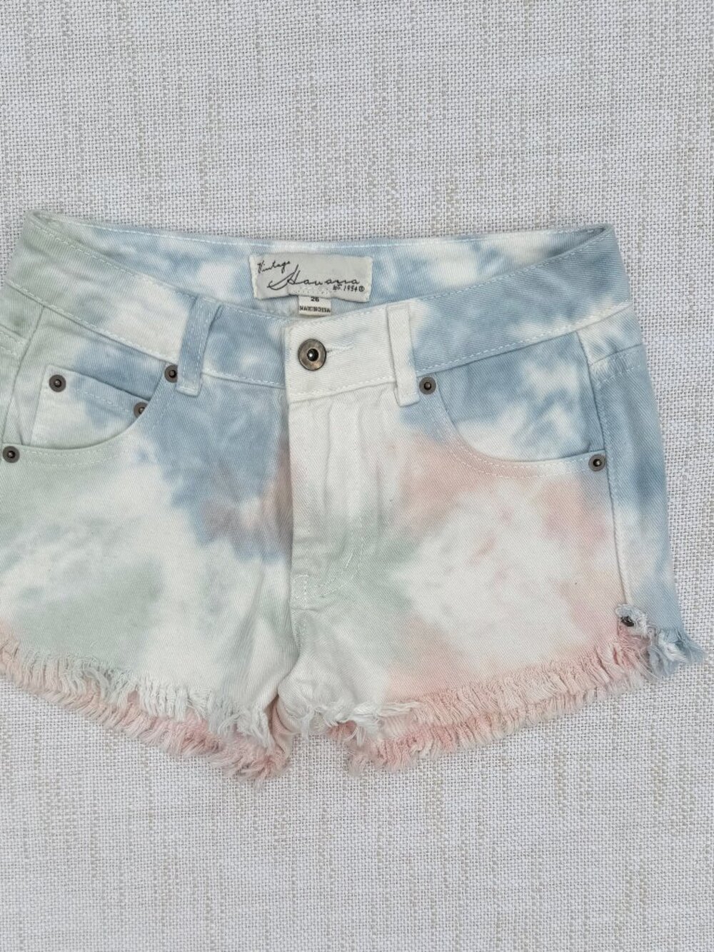 Vintage Havana Pastel Tie Dye Denim Cut Off Shorts 26